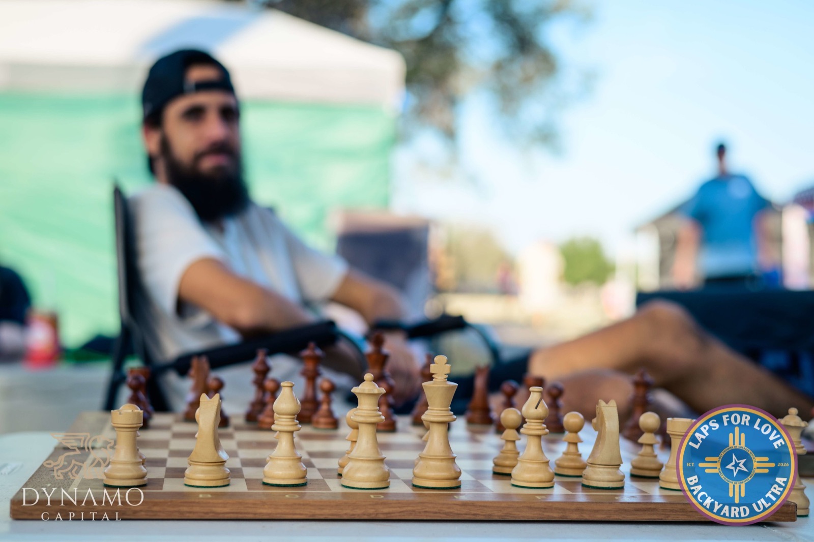 A chess game in the spectator area